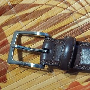 Brown Belt, Size M, 23"-28", Silver Buckle, Faux Leather, Clean, Soft Flexible